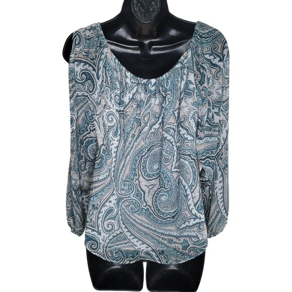 Whbm floral paisley open sleeve peasant top size Small - Picture 2 of 8
